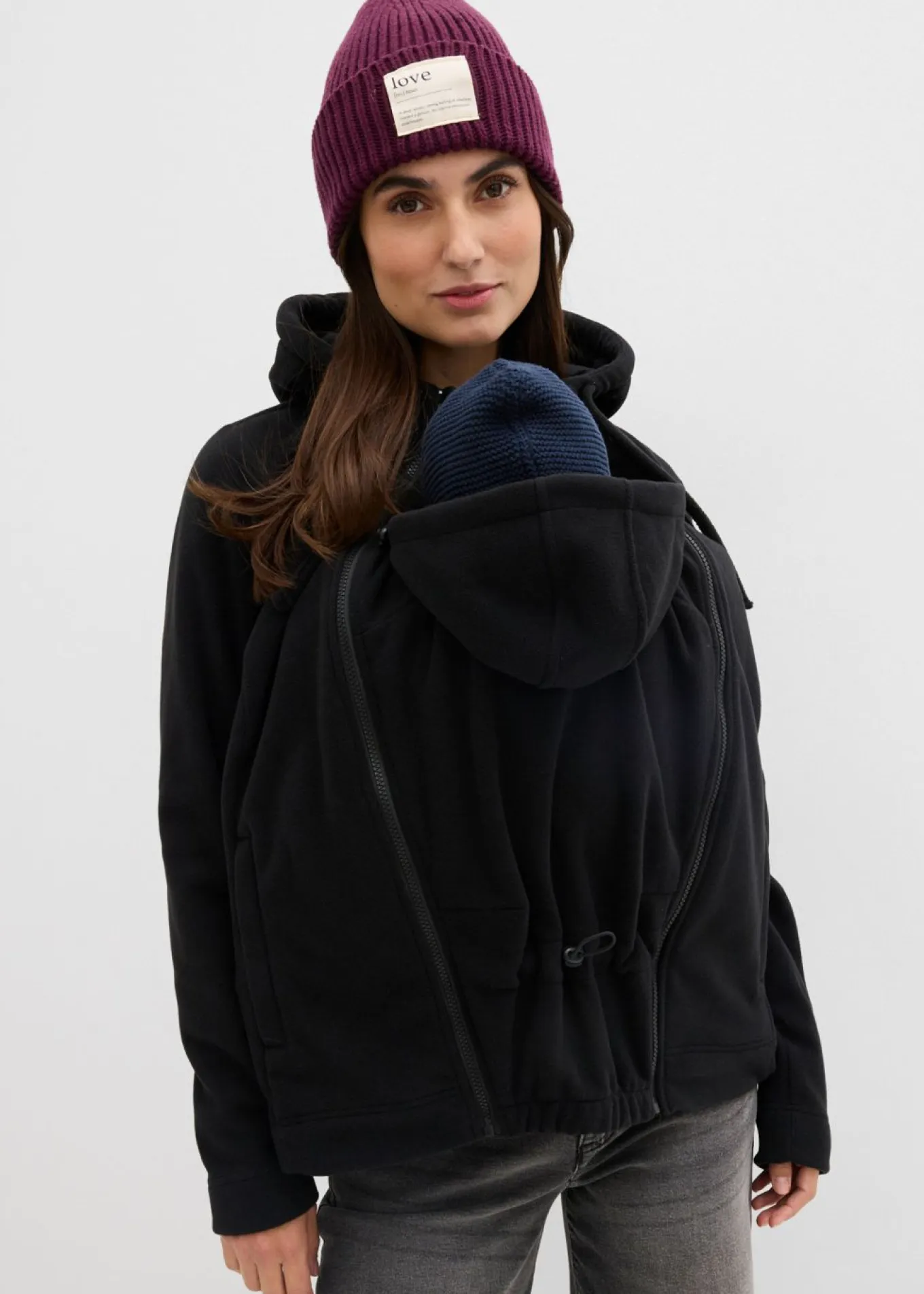 Chaqueta polar 4 en 1 con inserto para bebé y función de porteo en la parte delantera y trasera