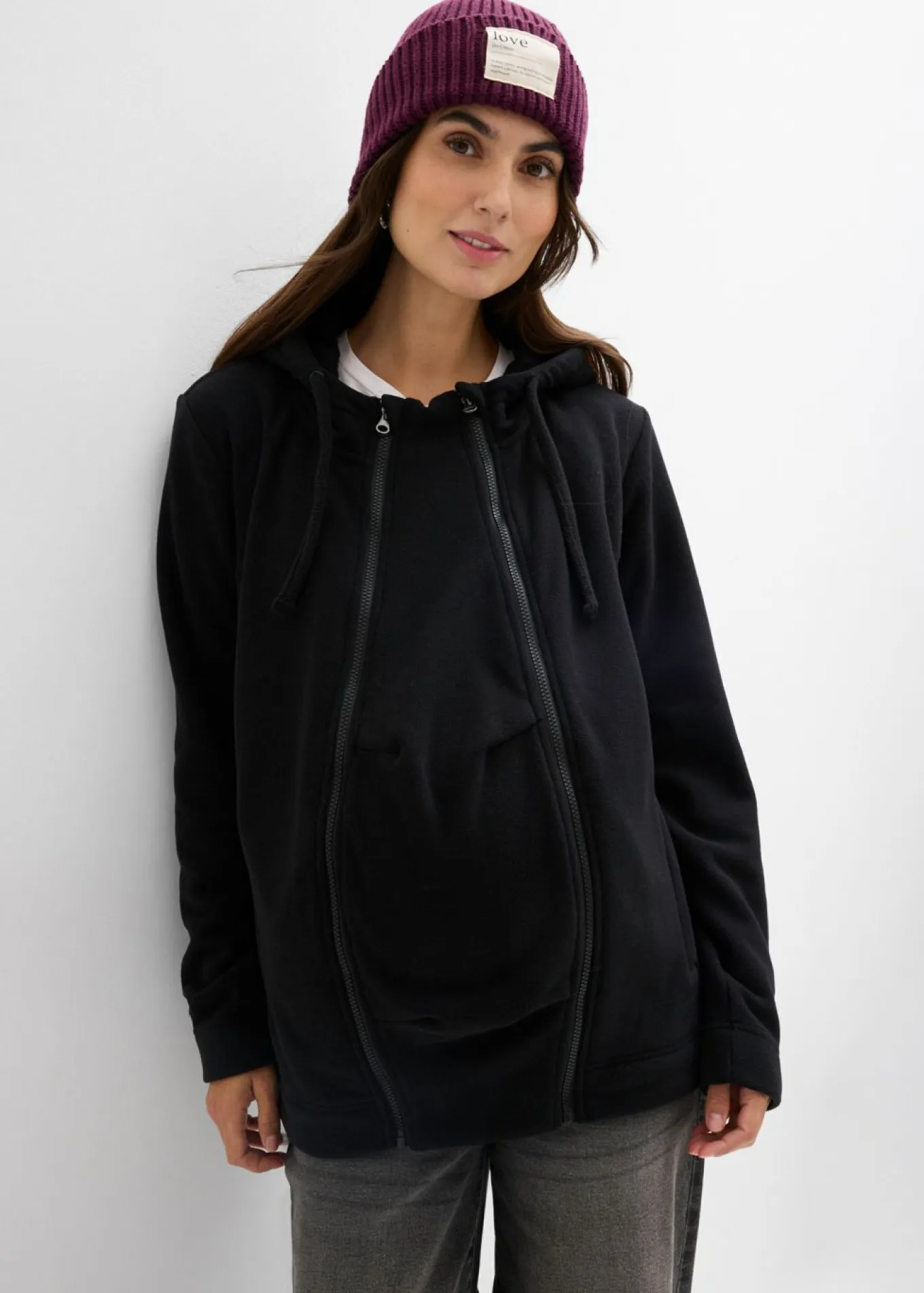Chaqueta polar 4 en 1 con inserto para bebé y función de porteo en la parte delantera y trasera