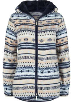 Chaqueta polar con capucha y estampado noruego