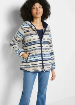 Chaqueta polar con capucha y estampado noruego