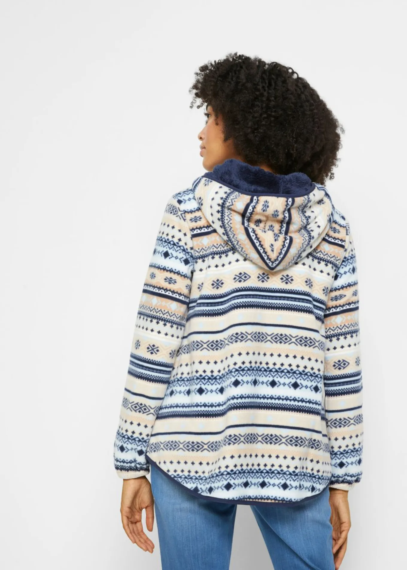 Chaqueta polar con capucha y estampado noruego
