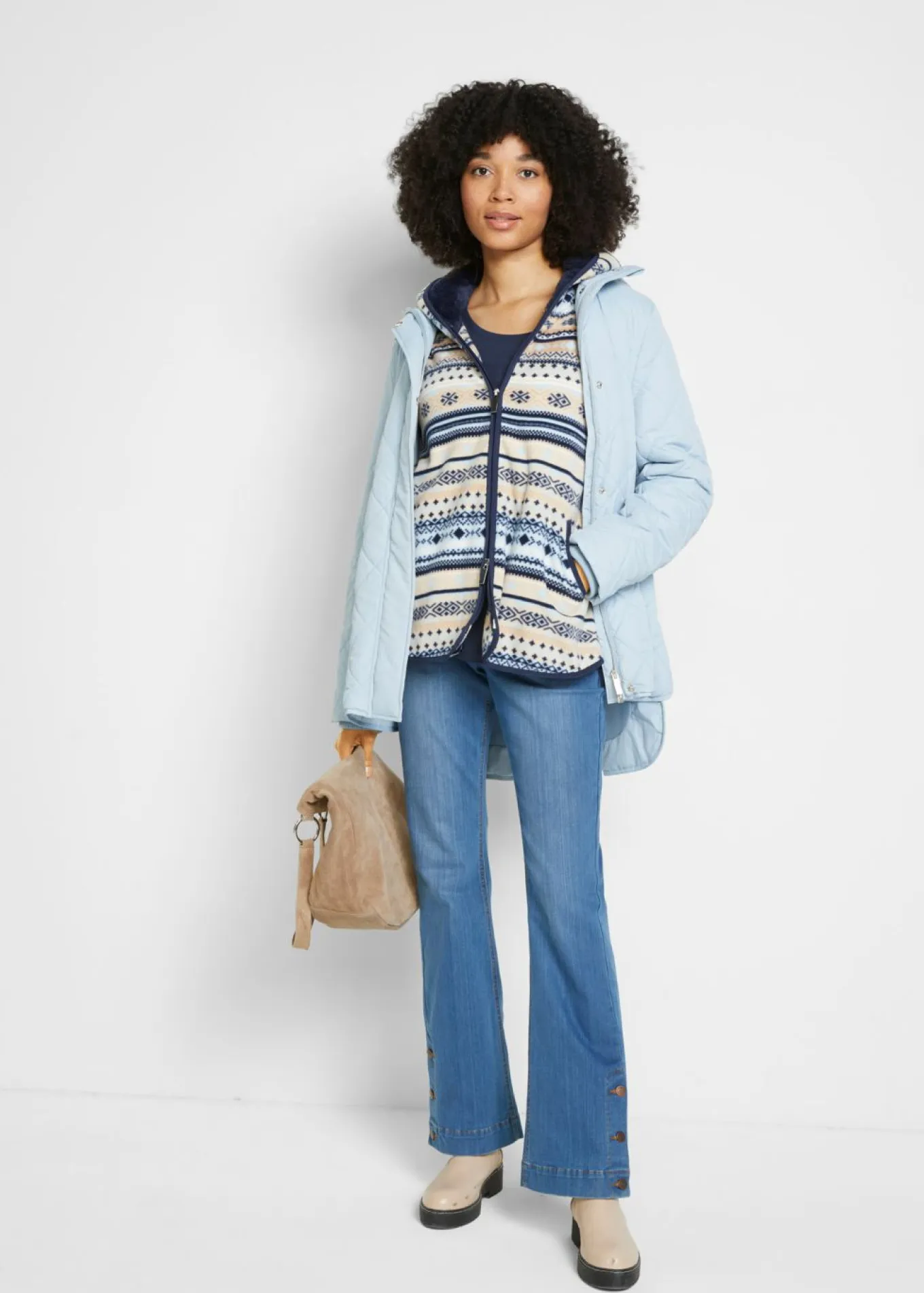 Chaqueta polar con capucha y estampado noruego