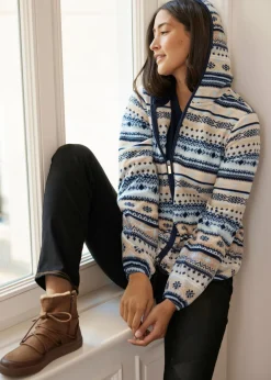 Chaqueta polar con capucha y estampado noruego