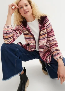Chaqueta polar con capucha y estampado noruego