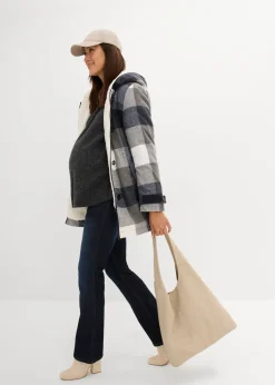 Chaqueta premamá de lana con forro de peluche/chaqueta de porteo