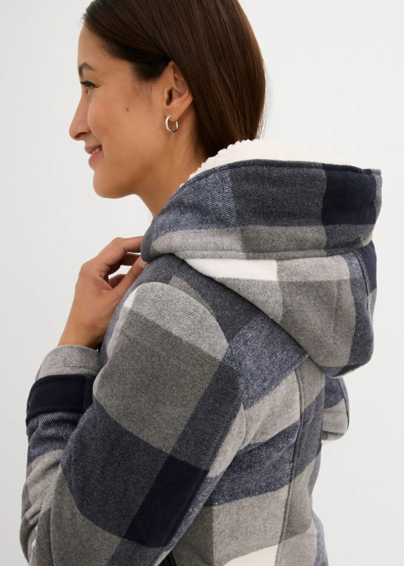 Chaqueta premamá de lana con forro de peluche/chaqueta de porteo