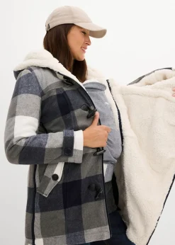 Chaqueta premamá de lana con forro de peluche/chaqueta de porteo