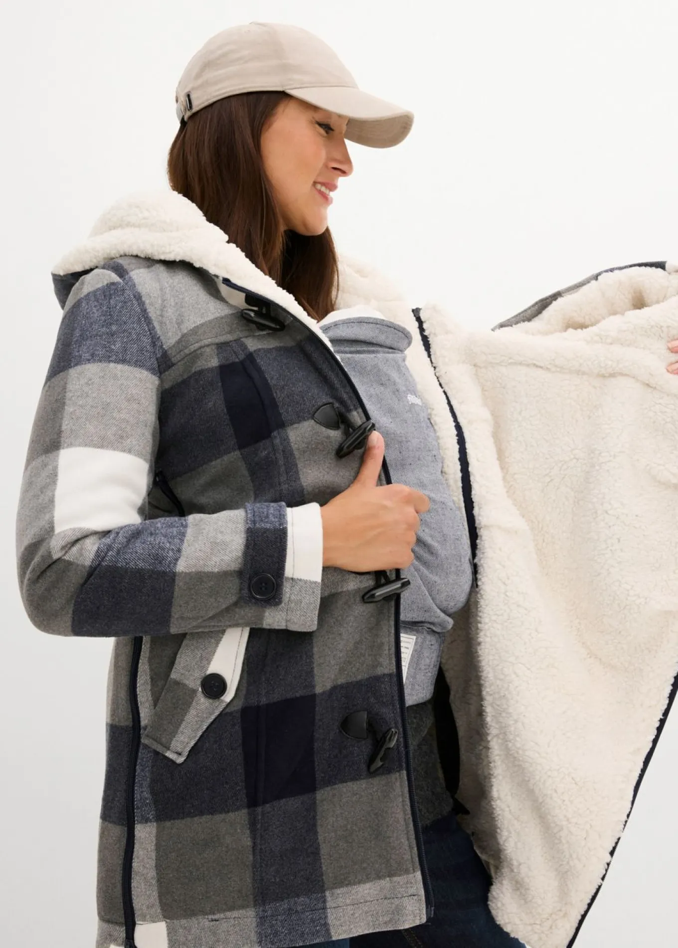 Chaqueta premamá de lana con forro de peluche/chaqueta de porteo