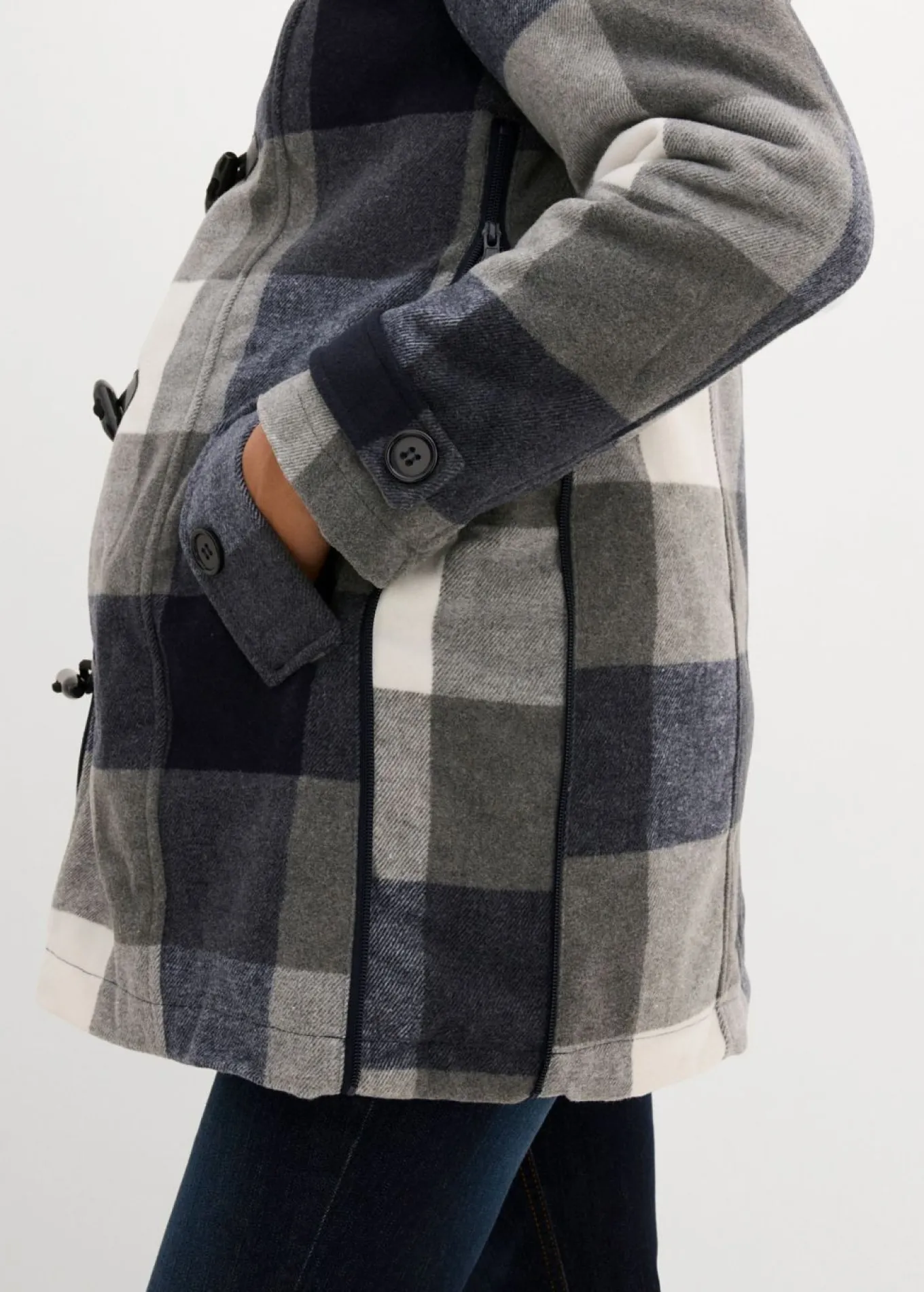 Chaqueta premamá de lana con forro de peluche/chaqueta de porteo