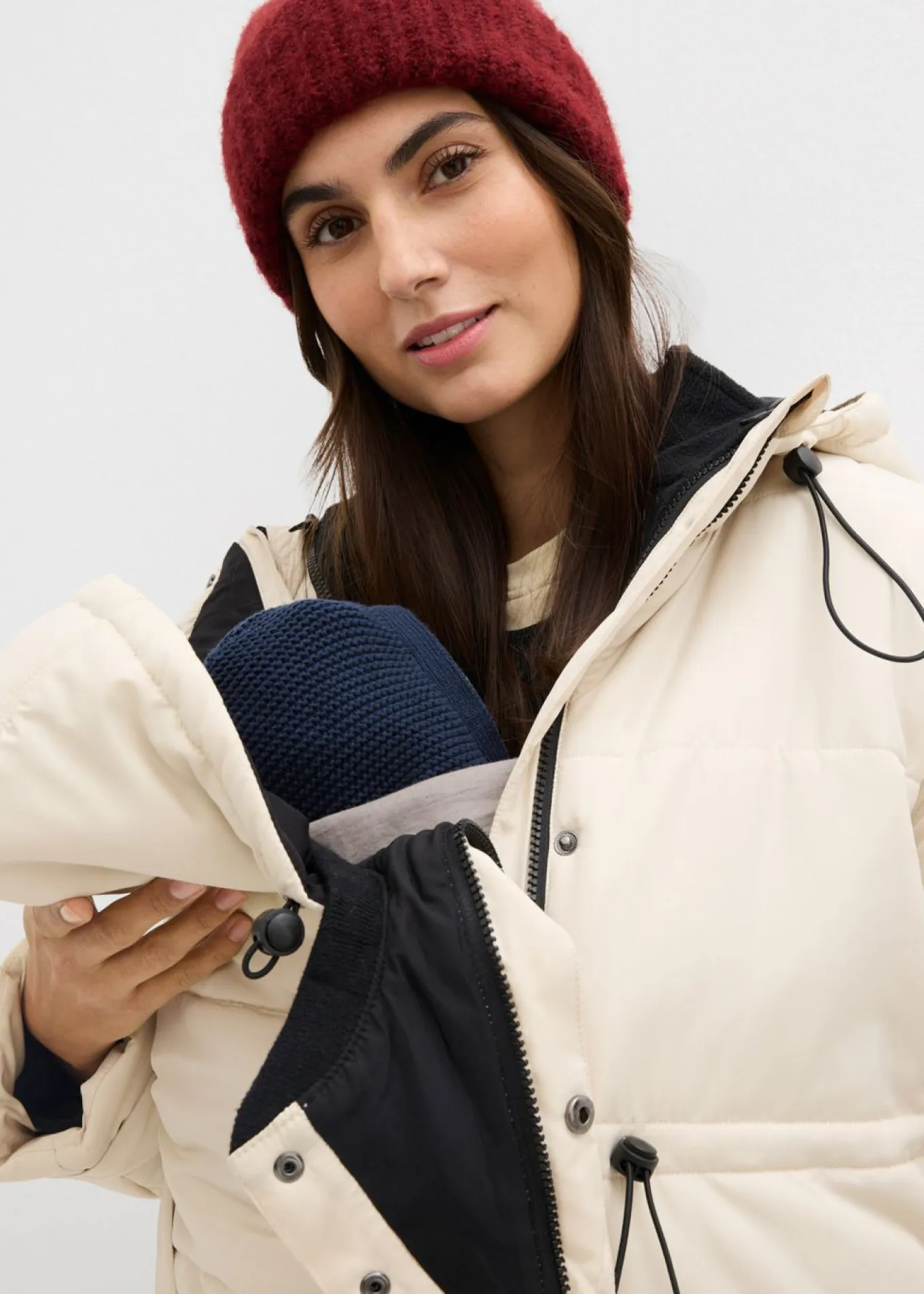 Chaqueta premamá de porteo 6 en 1 con forro polar extraíble