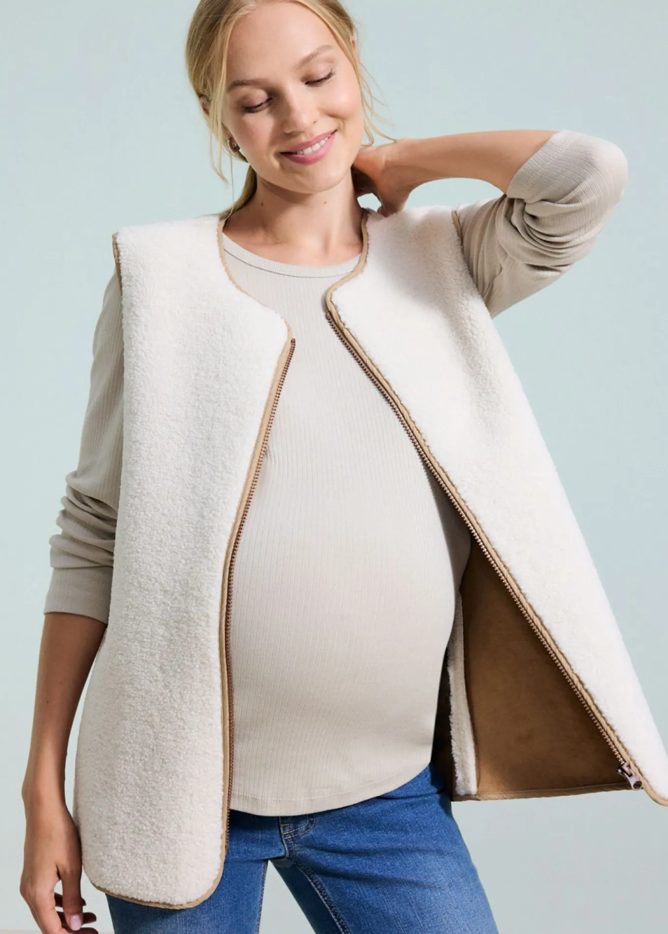 Chaqueta premamá de porteo 6 en 1 con chaleco desmontable