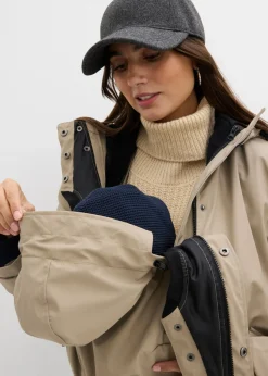 Chaqueta premamá impermeable 6 en 1 con inserto de porteo y chaqueta polar desmontable