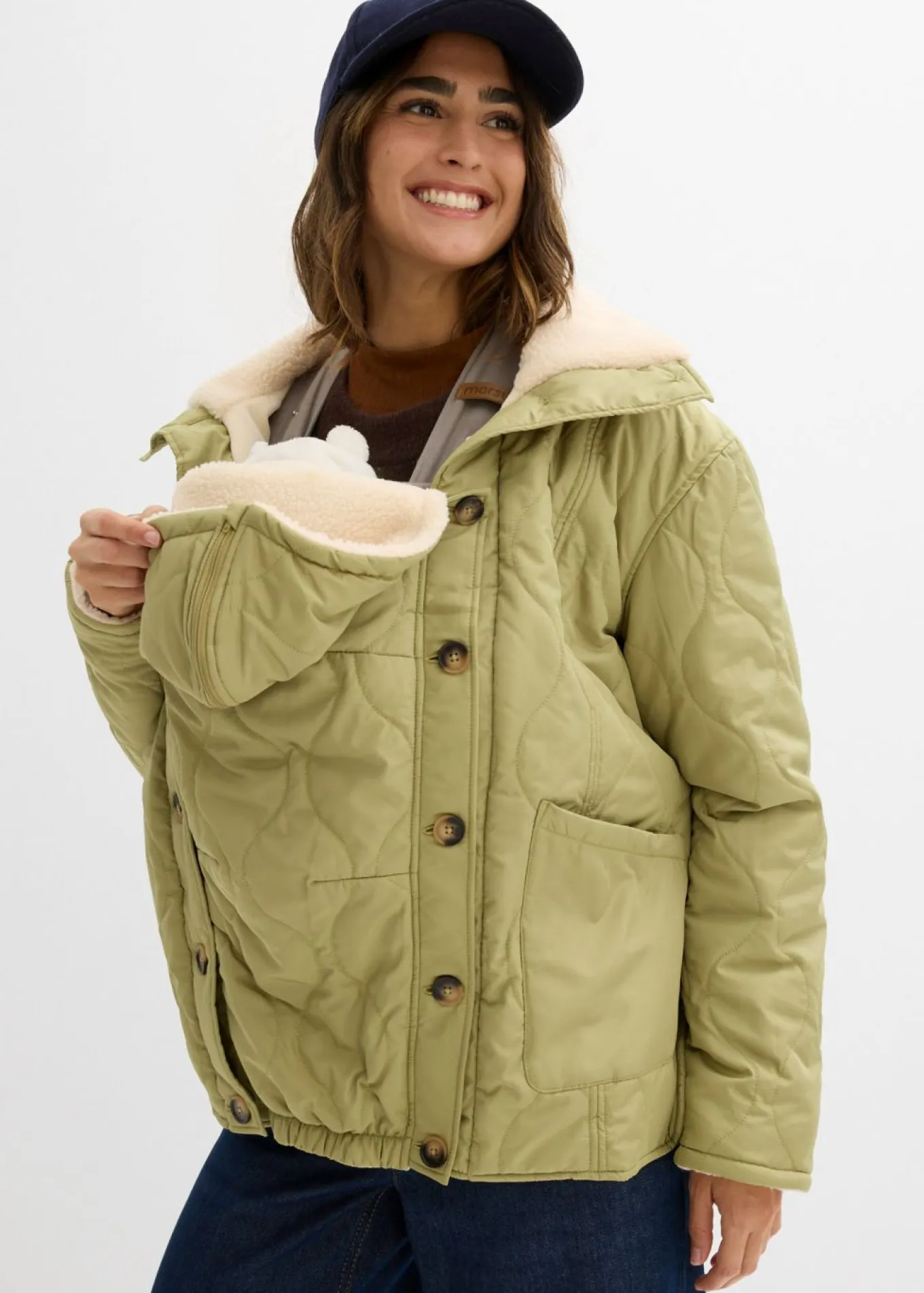 Chaqueta premamá ligera 3 en 1 con forro polar e inserto de porteo