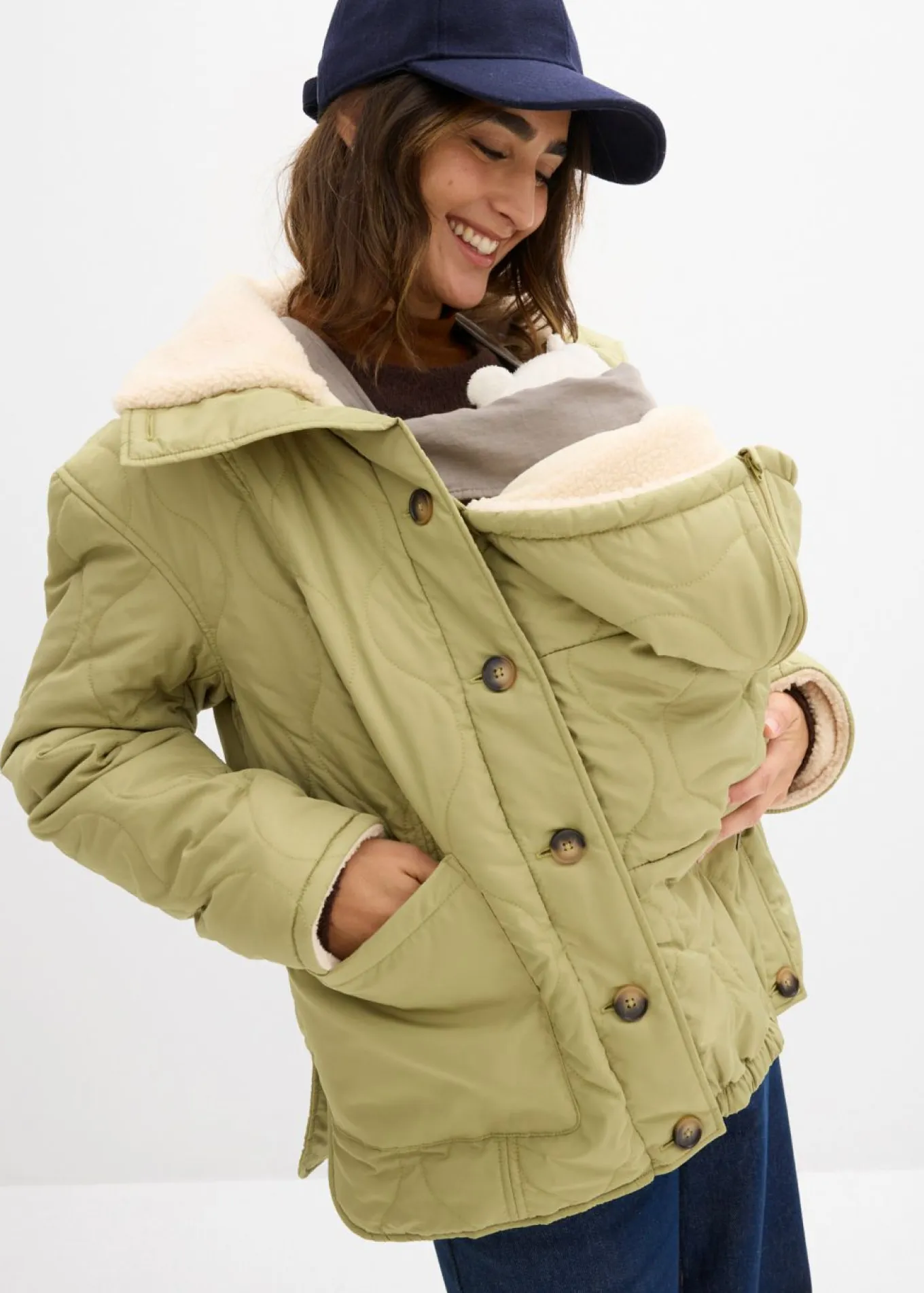 Chaqueta premamá ligera 3 en 1 con forro polar e inserto de porteo