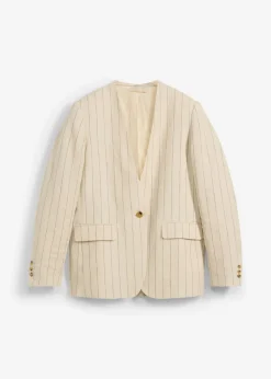 Chaqueta sin cuello de lino puro