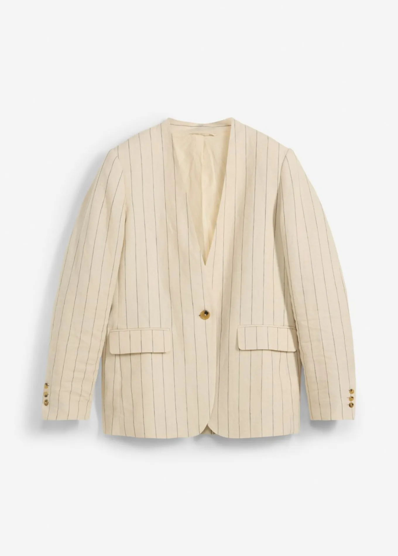 Chaqueta sin cuello de lino puro