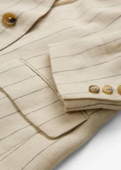 Chaqueta sin cuello de lino puro