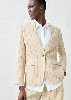 Chaqueta sin cuello de lino puro