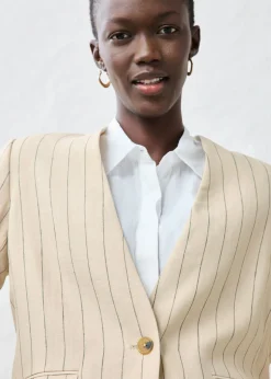 Chaqueta sin cuello de lino puro