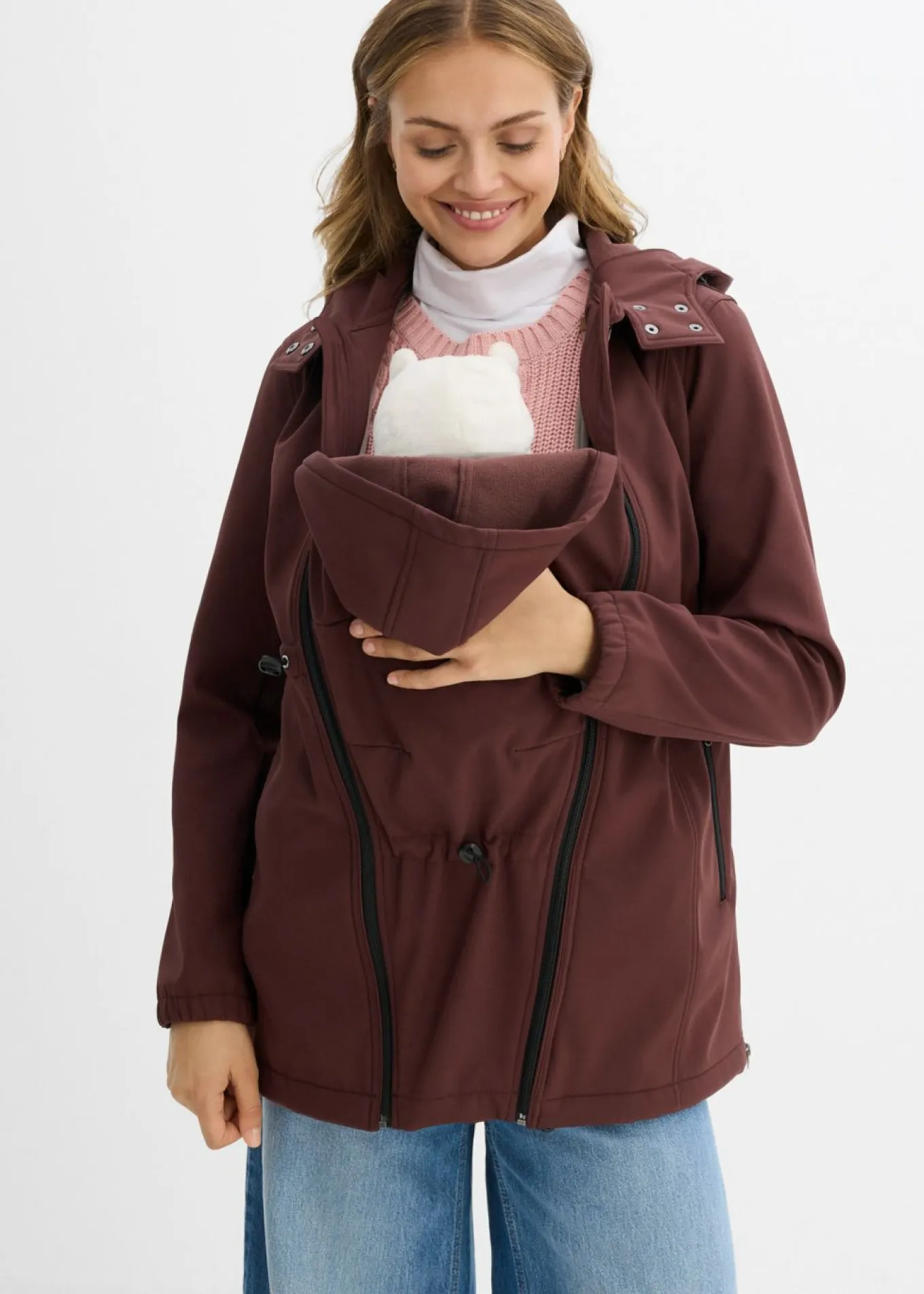 Chaqueta softshell de porteo/premamá con ancho regulable