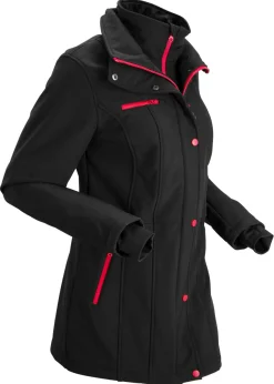 Chaqueta softshell elástica con diseño largo y tejido repelente al agua