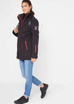 Chaqueta softshell elástica con diseño largo y tejido repelente al agua