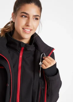 Chaqueta softshell elástica con diseño largo y tejido repelente al agua