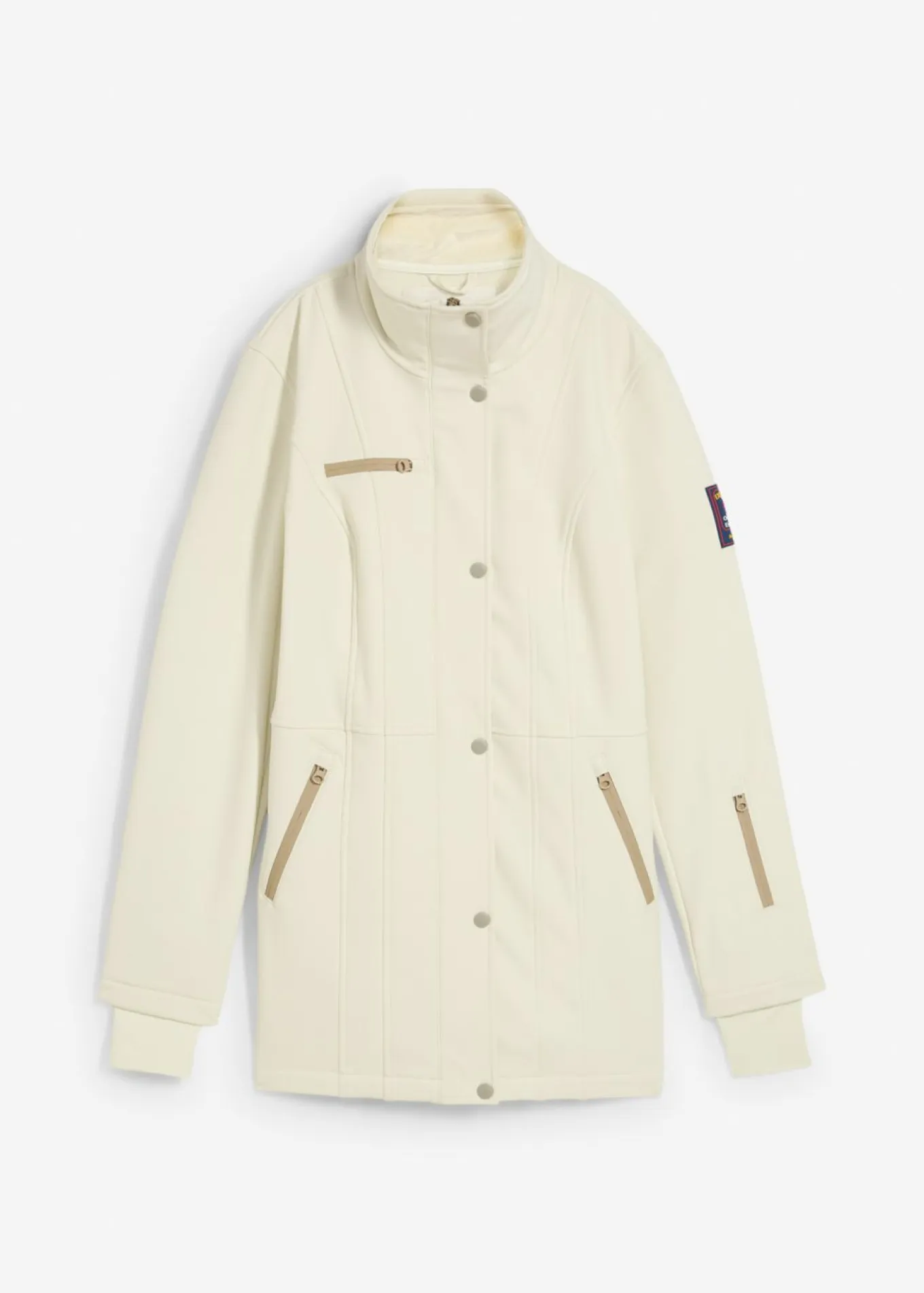 Chaqueta softshell elástica con diseño largo y tejido repelente al agua