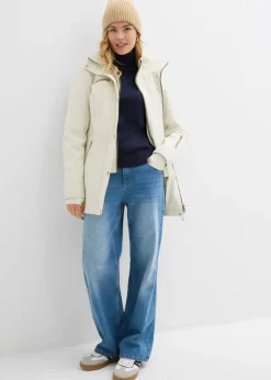 Chaqueta softshell elástica con diseño largo y tejido repelente al agua