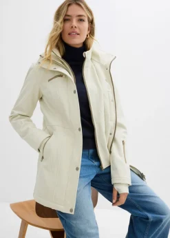 Chaqueta softshell elástica con diseño largo y tejido repelente al agua