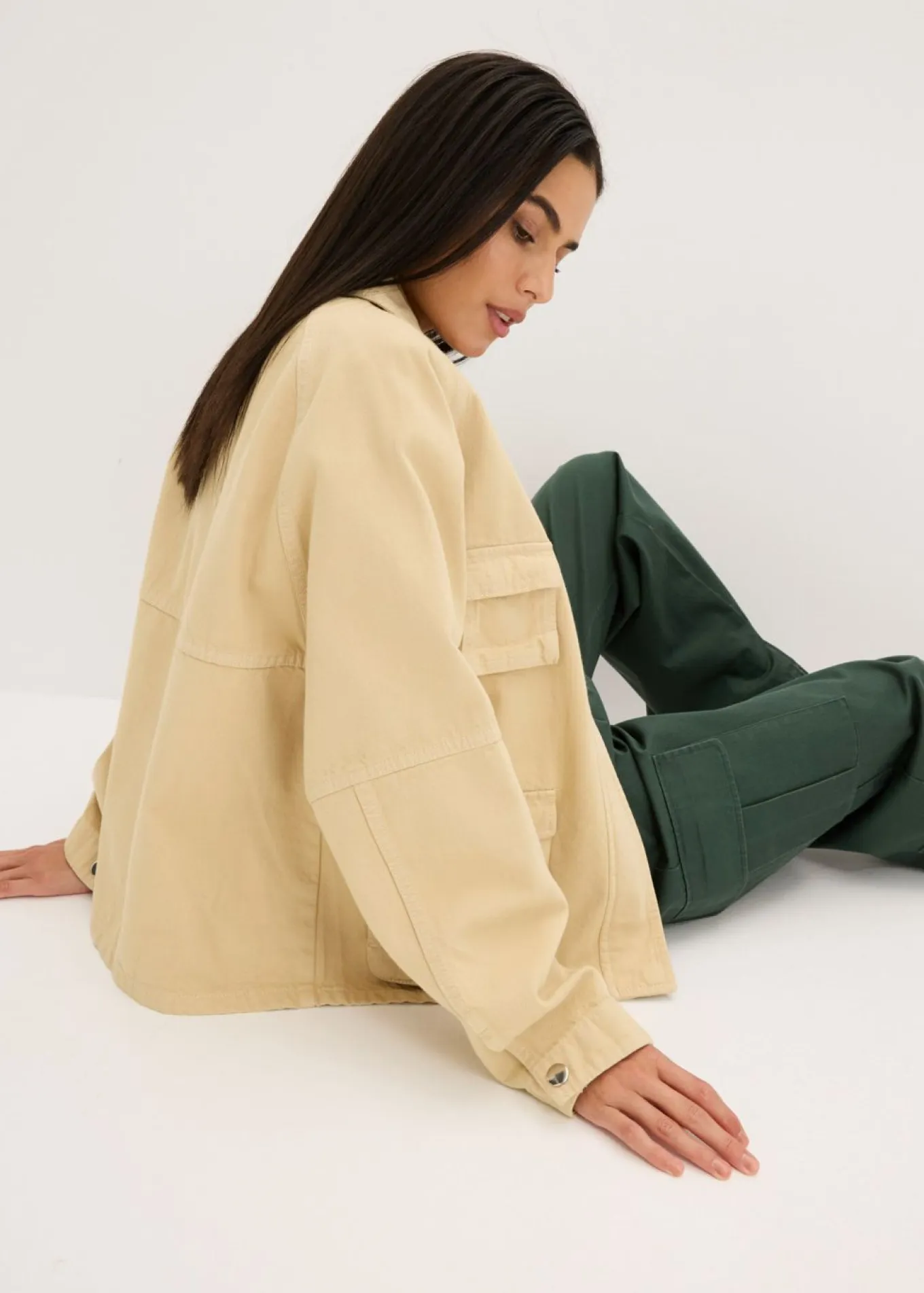 Chaqueta tipo militar de algodón puro