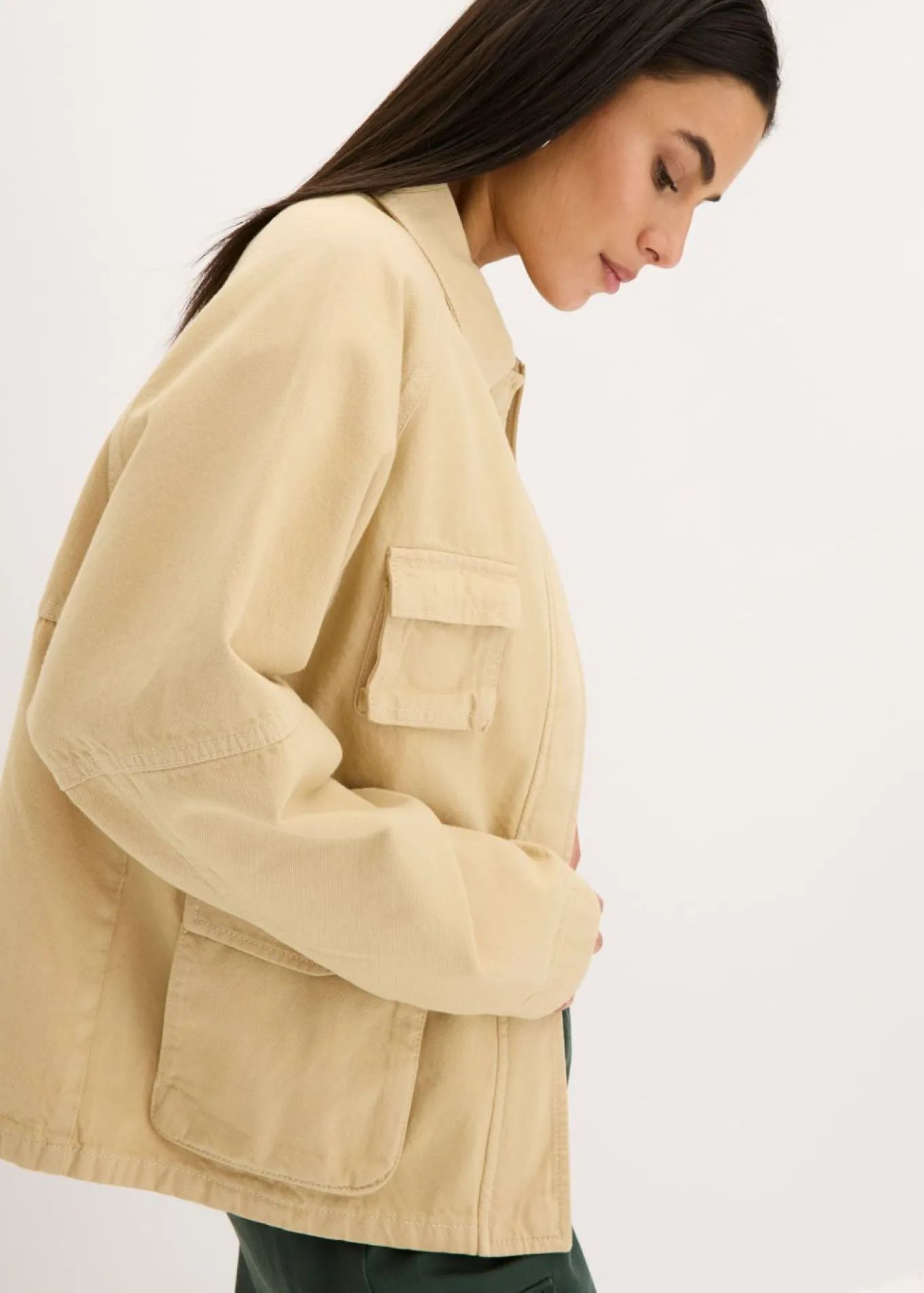 Chaqueta tipo militar de algodón puro