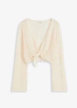 Chaqueta transparente de punto ajour para la playa