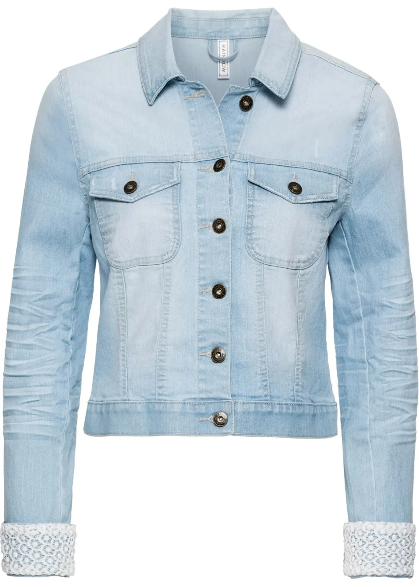 Chaqueta vaquera con inserto de encaje