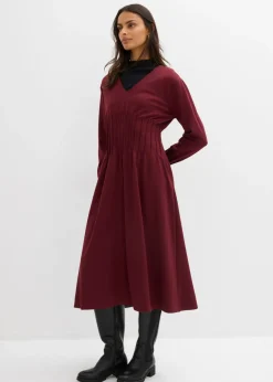 Cómodo vestido de mezcla de viscosa con pinzas decorativas