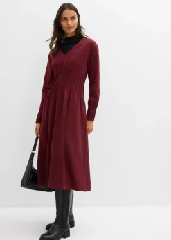 Cómodo vestido de mezcla de viscosa con pinzas decorativas