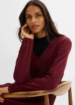 Cómodo vestido de mezcla de viscosa con pinzas decorativas