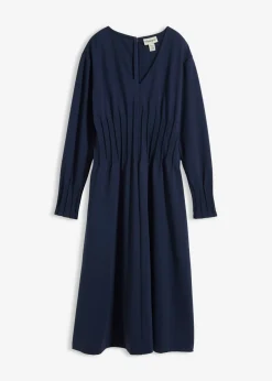 Cómodo vestido de mezcla de viscosa con pinzas decorativas