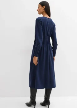 Cómodo vestido de mezcla de viscosa con pinzas decorativas