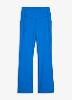 Cómodos leggings deportivos con bolsillo para móvil, corte acampanado y material de secado rápido