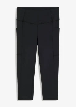 Cómodos leggings deportivos capri con bolsillo para móvil y material de secado rápido