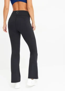 Cómodos leggings deportivos con bolsillo para móvil, corte acampanado y material de secado rápido