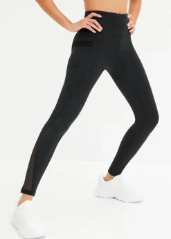 Cómodos leggings deportivos con malla y bolsillo para móvil
