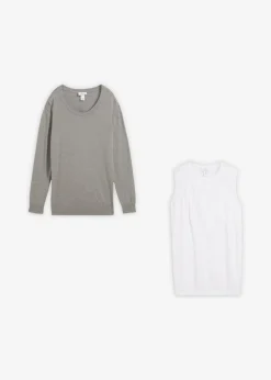 Conjunto 3 en 1 compuesto por jersey premamá y top de lactancia de punto de algodón