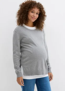 Conjunto 3 en 1 compuesto por jersey premamá y top de lactancia de punto de algodón