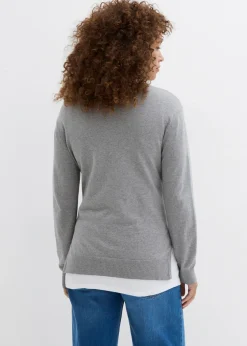 Conjunto 3 en 1 compuesto por jersey premamá y top de lactancia de punto de algodón