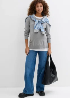 Conjunto 3 en 1 compuesto por jersey premamá y top de lactancia de punto de algodón