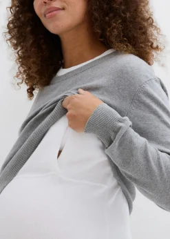 Conjunto 3 en 1 compuesto por jersey premamá y top de lactancia de punto de algodón