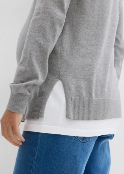 Conjunto 3 en 1 compuesto por jersey premamá y top de lactancia de punto de algodón