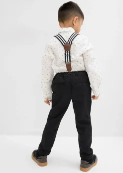 Conjunto de camisa de manga larga, pantalón elástico, tirantes y pajarita (4 piezas)